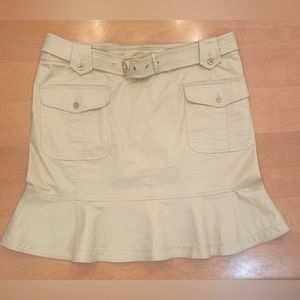 Tory Burch khaki Dacey belted peplum hem skirt